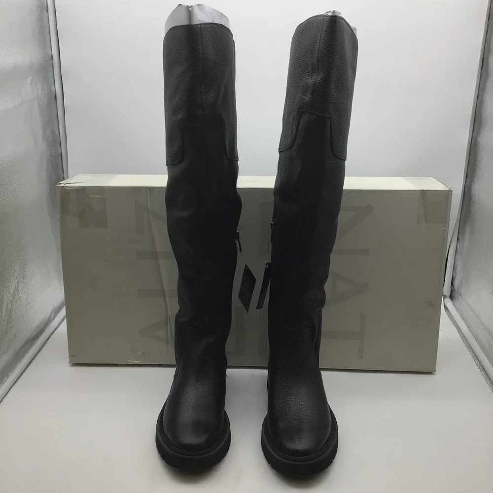 Naturalizer Scarlette Black Leather Over The Knee Wide Calf‎ Boots Womens 9W NEW